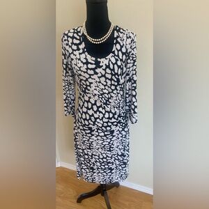 Calvin Klein Black and White Long Sleeve Dress
